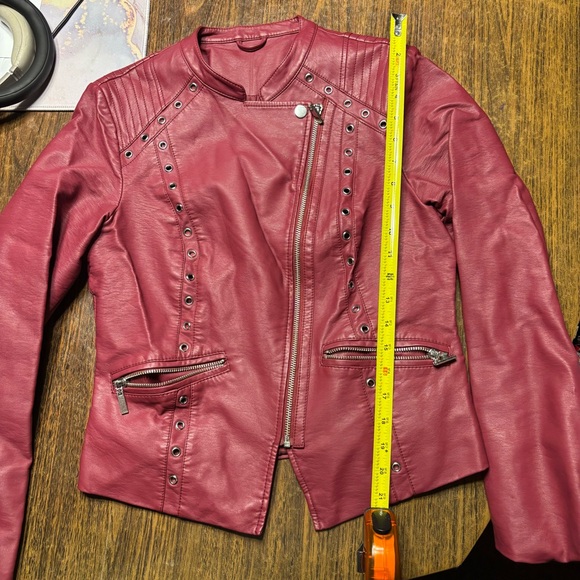 Red pleather jacket zippers grommets Guardians of the Galaxy Star Lord - Picture 3 of 6